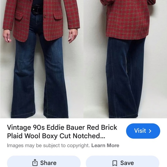 Vintage Eddie Bauer woman’s M red brick plaid formal tweed  blazer suit jacket - Picture 4 of 11